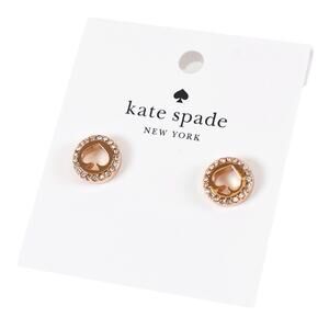Kate Spade Spot the Spade Pavé Halo Stud Earrings. Clear / Rose Gold. NWT